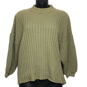 Urban Outfitters Lou Mock Neck Sweater Womens MEDIUM Olive Green Oversized Boxy